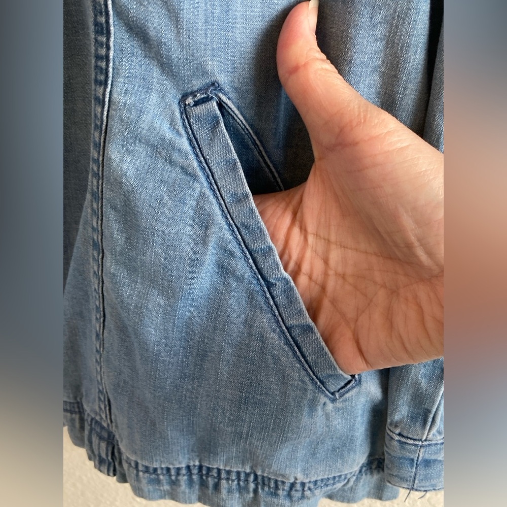 Karen Scott Light Blue Jean Jacket Size S Zip Front Mock Neck - Picture 5 of 11